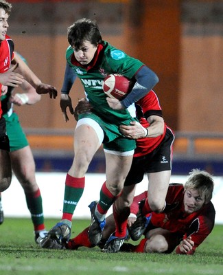 12.02.10 - British and Irish Cup rugby, Llanelli RFC v Ulster A Llanelli's Dale Ford tries to get through 