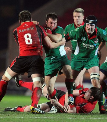 12.02.10 - British and Irish Cup rugby, Llanelli RFC v Ulster A Llanelli's Craig Hawkins tries to get through 