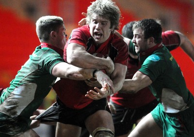 12.02.10 - British and Irish Cup rugby, Llanelli RFC v Ulster A Ulster's TJ Anderson tries to get through 