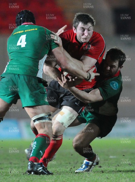 12.02.10 - British and Irish Cup rugby, Llanelli RFC v Ulster A Ulster's Ed O'Donoghue tries to get through 