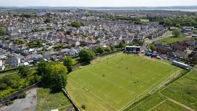 100525 - Llanelli Wanderers v Gorseinon - Admiral Championship West - Aerial view of Stradey Park, home of Llanelli Wanderers