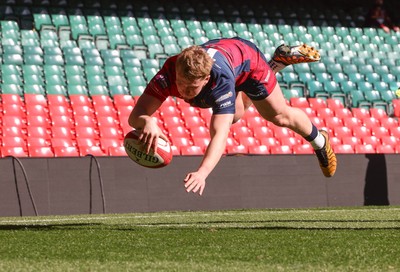 050425  Llanelli Wanderers v Tondu, WRU Championship Cup Final - Caine Woolerton of Tondu dives in to score try