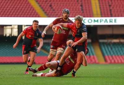 050425  Llanelli Wanderers v Tondu, WRU Championship Cup Final - Caine Woolerton of Tondu charges forward