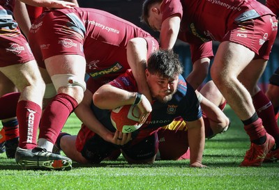050425  Llanelli Wanderers v Tondu, WRU Championship Cup Final - Jake Lewis of Tondu looks to reach for the line