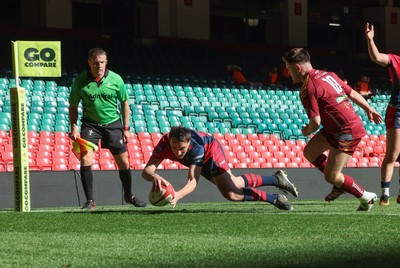 050425  Llanelli Wanderers v Tondu, WRU Championship Cup Final - Stu Young of Tondu dives in to score try