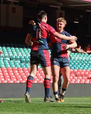 050425  Llanelli Wanderers v Tondu, WRU Championship Cup Final - Stu Young of Tondu dives in to score try