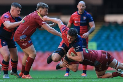 050425  Llanelli Wanderers v Tondu, WRU Championship Cup Final - Steff Lewis of Tondu is tackled