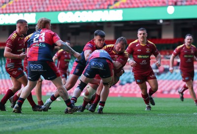 050425  Llanelli Wanderers v Tondu, WRU Championship Cup Final - Elgan Morgan of Llanelli Wanderers powers over to score try