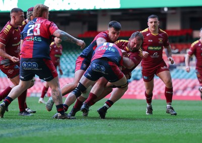 050425  Llanelli Wanderers v Tondu, WRU Championship Cup Final - Elgan Morgan of Llanelli Wanderers powers over to score try