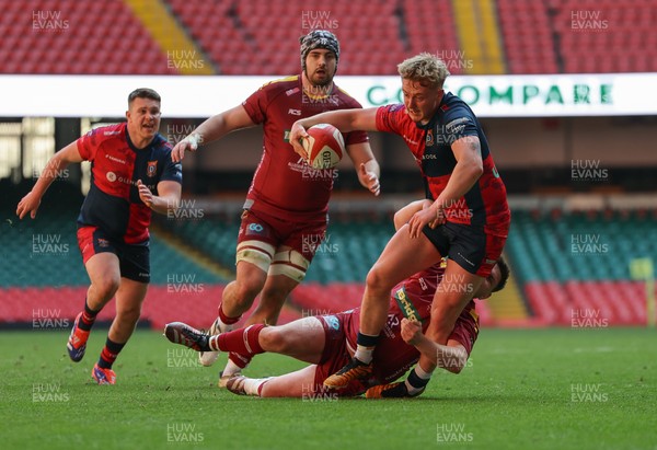 050425  Llanelli Wanderers v Tondu, WRU Championship Cup Final - Caine Woolerton of Tondu charges forward