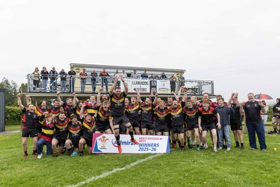 020526 - Llangadog v Cefneithin - Admiral National League 4 West B - Llangadog RFC celebrate with the trophy