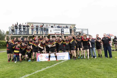 020526 - Llangadog v Cefneithin - Admiral National League 4 West B - Llangadog RFC celebrate with the trophy