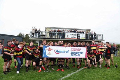 020526 - Llangadog v Cefneithin - Admiral National League 4 West B - Llangadog RFC celebrate with the trophy