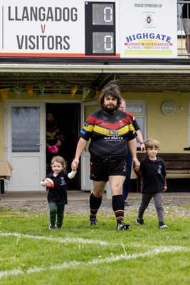 020526 - Llangadog v Cefneithin - Admiral National League 4 West B - Telor Dyer leads Llangadog out on his last appearance for the Club
