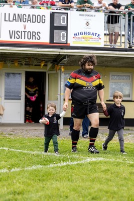 020526 - Llangadog v Cefneithin - Admiral National League 4 West B - Telor Dyer leads Llangadog out on his last appearance for the Club