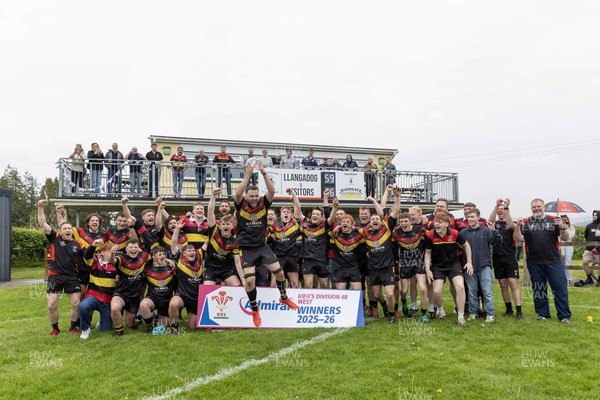 020526 - Llangadog v Cefneithin - Admiral National League 4 West B - Llangadog RFC celebrate with the trophy