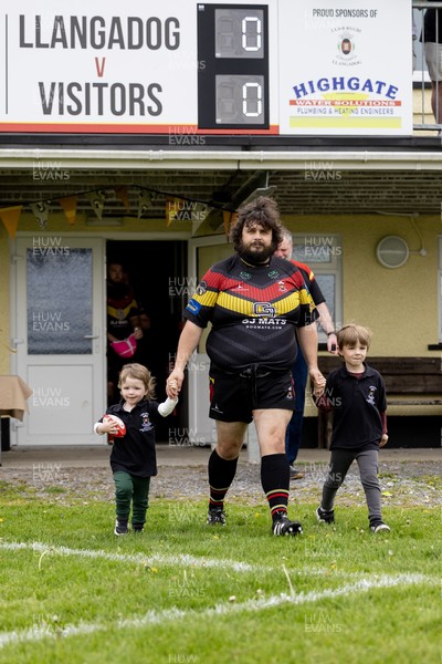 020526 - Llangadog v Cefneithin - Admiral National League 4 West B - Telor Dyer leads Llangadog out on his last appearance for the Club