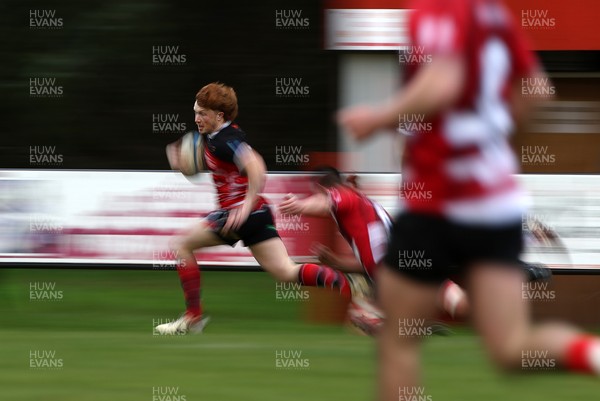 061225 - Llangennech v Brecon - WRU Premiership - Josh Jackson of Llangennech runs in to score a try