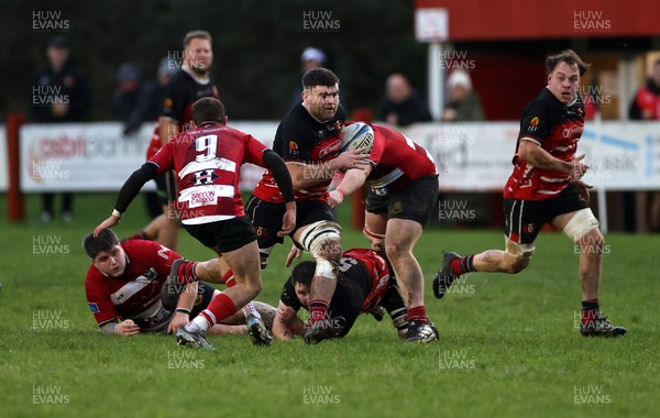 061225 - Llangennech v Brecon - WRU Premiership - Jordan Saunders of Llangennech 