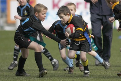 14.03.10 Cardiff Blues v Gloucester - LV=Cup Semi-Final - Half time under 8's Tag rugby Llanharan (blue & black) v Builth Wells. 