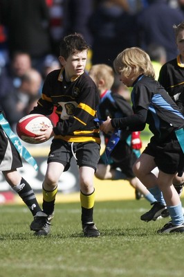 14.03.10 Cardiff Blues v Gloucester - LV=Cup Semi-Final - Half time under 8's Tag rugby Llanharan (blue & black) v Builth Wells. 