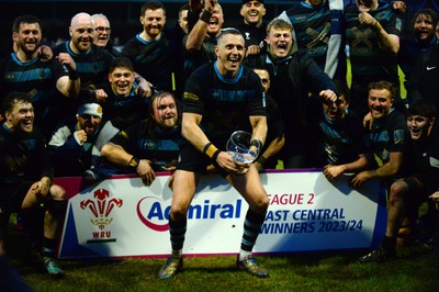 300424 - Llanharan v Gilfach Goch - National League Division 2 East Central - Llanharan Celebrate a winning the title 