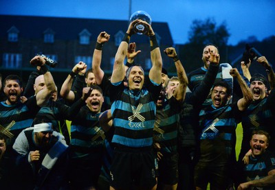 300424 - Llanharan v Gilfach Goch - National League Division 2 East Central - Llanharan Celebrate a winning the title 