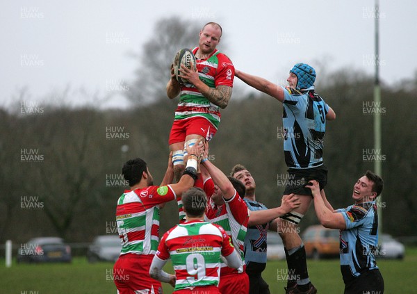 141213 Llanharan RFC v Ebbw Vale RFC - Swalec Premier League -Ronny Kynes of Ebbw Vale takes lineout ball