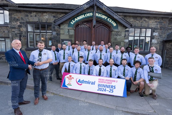 090525 - Llanidloes RFC League Presentation - Llanidloes RFC captain Andrew Williams receives the league trophy from Alun Roberts, WRU North Wales representative, after they win the WRU Admiral Mens Division 3 North East League