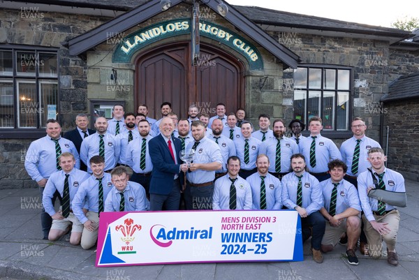 090525 - Llanidloes RFC League Presentation - Llanidloes RFC captain Andrew Williams receives the league trophy from Alun Roberts, WRU North Wales representative, after they win the WRU Admiral Mens Division 3 North East League