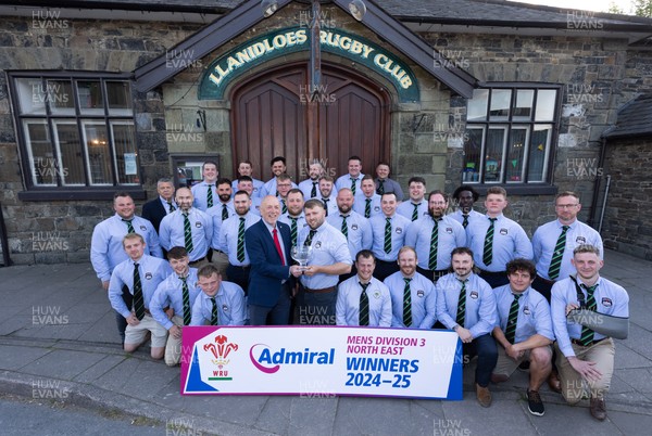 090525 - Llanidloes RFC League Presentation - Llanidloes RFC captain Andrew Williams receives the league trophy from Alun Roberts, WRU North Wales representative, after they win the WRU Admiral Mens Division 3 North East League