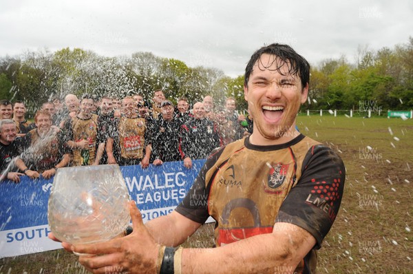 280412 Llanishen V Brecon - Division 3 South East Final - Llanishen's Leon Burns with the winning trophy  