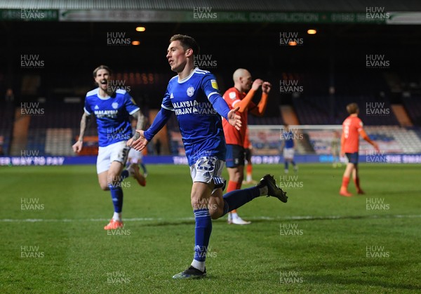 160221 - Luton Town v Cardiff City - Sky Bet Championship - Harry Wilson of Cardiff City celebrates scoring the opening goal 