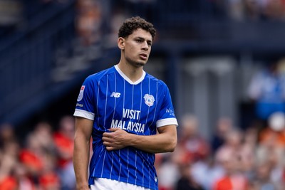 230825 - Luton Town v Cardiff City - Sky Bet League 1 - Cardiff City’s Yousef Salech 