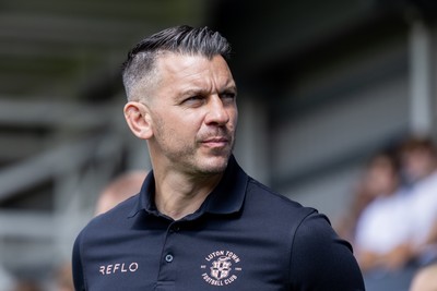 230825 - Luton Town v Cardiff City - Sky Bet League 1 - Luton Town manager Matt Bloomfield 