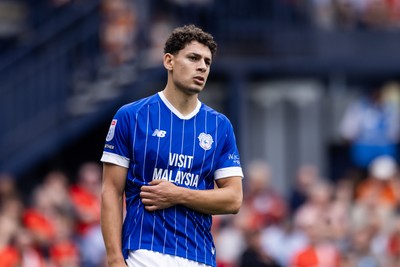 230825 - Luton Town v Cardiff City - Sky Bet League 1 - Cardiff City’s Yousef Salech 