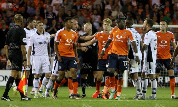 160816 - Luton Town vs Newport County - SKY Bet League 2 -Tempers flare at the final whistle