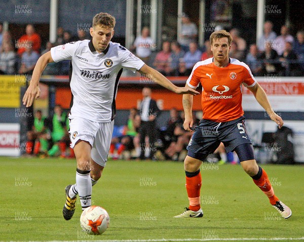 160816 - Luton Town vs Newport County - SKY Bet League 2 -Mark Randall of Newport in action