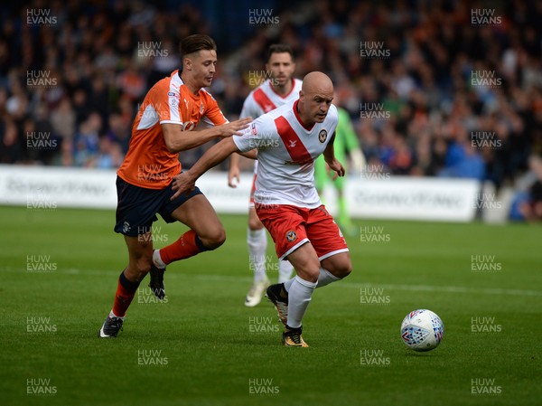 30092017 - Luton Town v Newport County - Sky Bet League Two David Pipe of Newport with Harry Cornick of Luton 