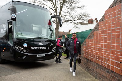 040323 - Luton Town v Swansea City - Sky Bet Championship - Swansea City squad arrives at Kenilworth Road