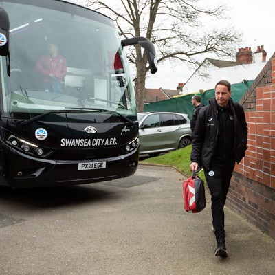 040323 - Luton Town v Swansea City - Sky Bet Championship - Swansea City squad arrives at Kenilworth Road