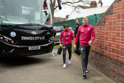 040323 - Luton Town v Swansea City - Sky Bet Championship - Swansea City squad arrives at Kenilworth Road