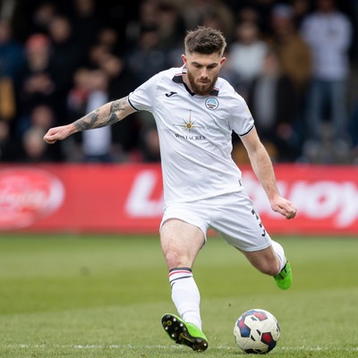 040323 - Luton Town v Swansea City - Sky Bet Championship - Ryan Manning of Swansea City controls the ball