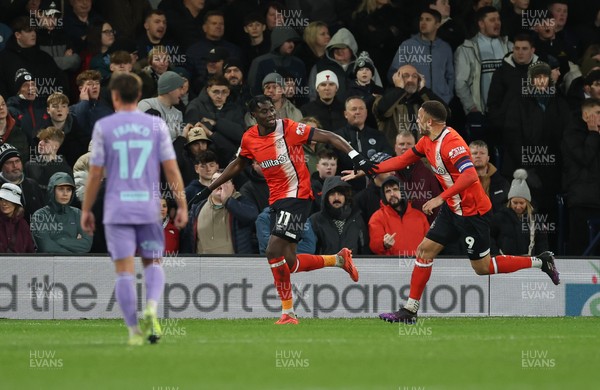 071224 Luton Town v Swansea City, EFL Sky Bet Championship - Elijah Adebayo of Luton Town celebrates after he scores the opening goal