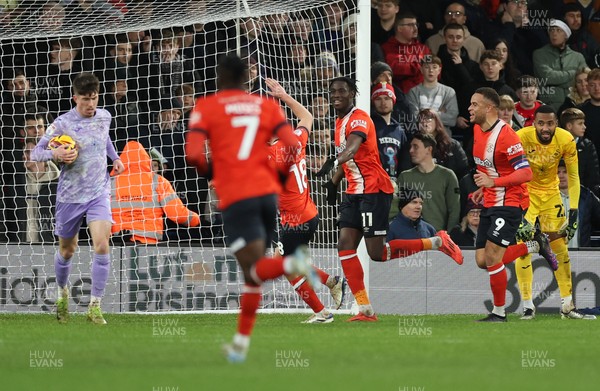 071224 Luton Town v Swansea City, EFL Sky Bet Championship - Elijah Adebayo of Luton Town celebrates after he scores the opening goal