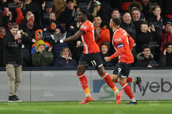 071224 Luton Town v Swansea City, EFL Sky Bet Championship - Elijah Adebayo of Luton Town celebrates after he scores the opening goal