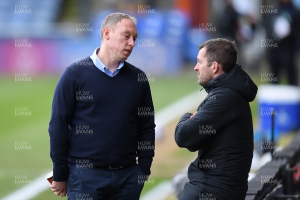 130321 - Luton Town v Swansea City - Sky Bet Championship - Swansea City manager Steve Cooper with Luton Town manager Nathan Jones 