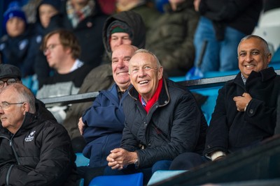 241026 - Cardiff v Bridgend Ravens - Super Rygbi Cymru (SRC) -  WRU chairman Lyndon Faulkner watches the game from the stand