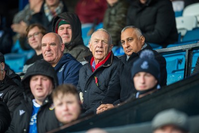 241026 - Cardiff v Bridgend Ravens - Super Rygbi Cymru (SRC) -  WRU chairman Lyndon Faulkner watches the game from the stand