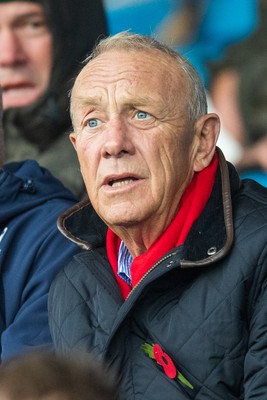 241026 - Cardiff v Bridgend Ravens - Super Rygbi Cymru (SRC) -  WRU chairman Lyndon Faulkner watches the game from the stand